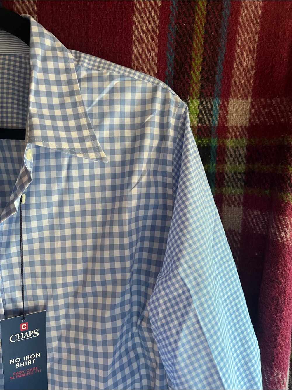 New with Tags Chaps Women’s Blue Gingham Dress Shirt Plus - Picture 4 of 6